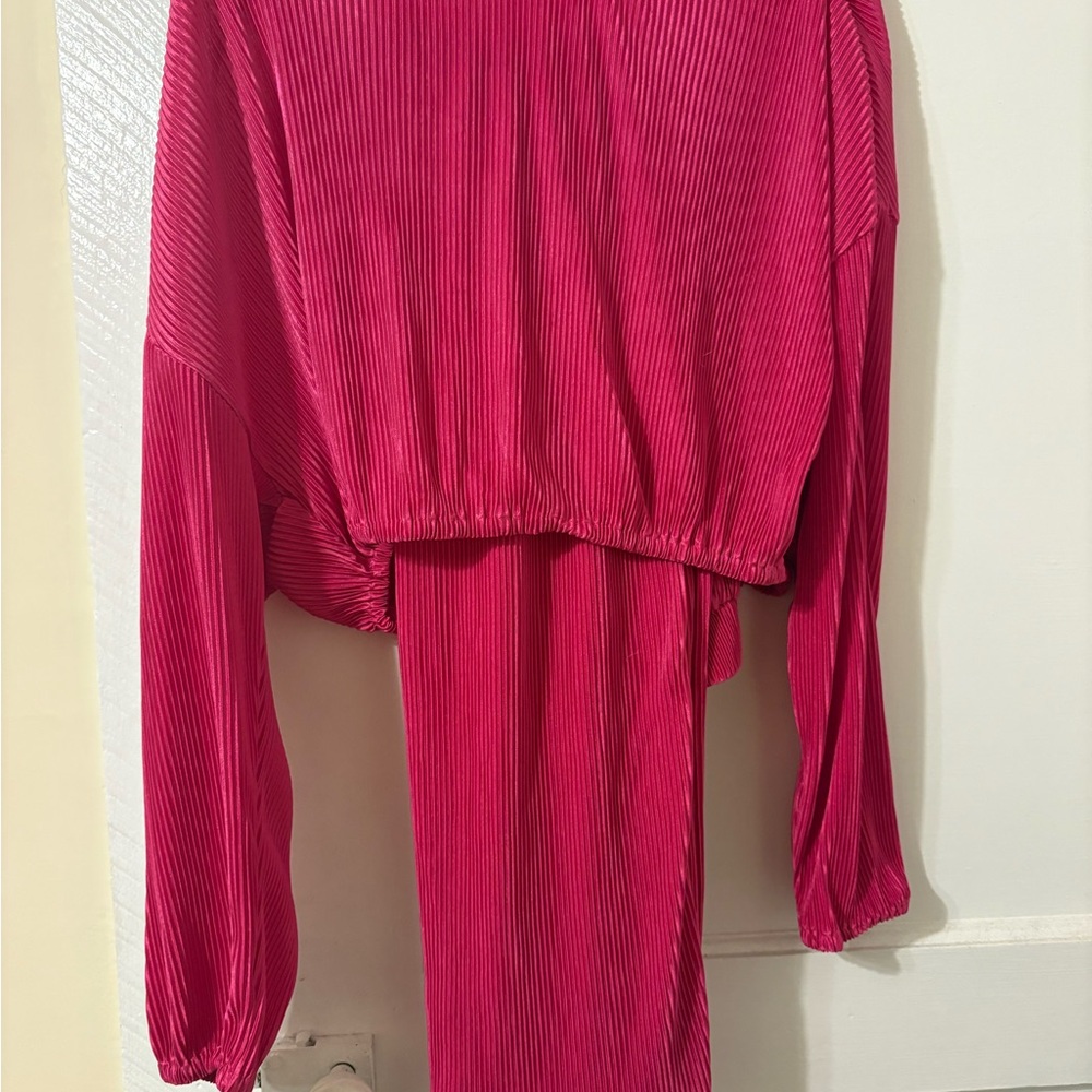 Hot Pink Women's Matching Pant Set - Picture 3 of 4